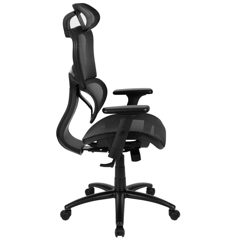 LO Ergonomic Mesh Office Chair with 2-to-1 Synchro-Tilt, Adjustable Headrest, Lumbar Support, and Adjustable Pivot Arms in Black image number 6