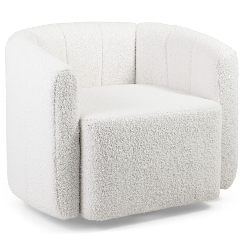 Modern Upholstered Sherpa Accent Chair with Curved Backrest and Armrests