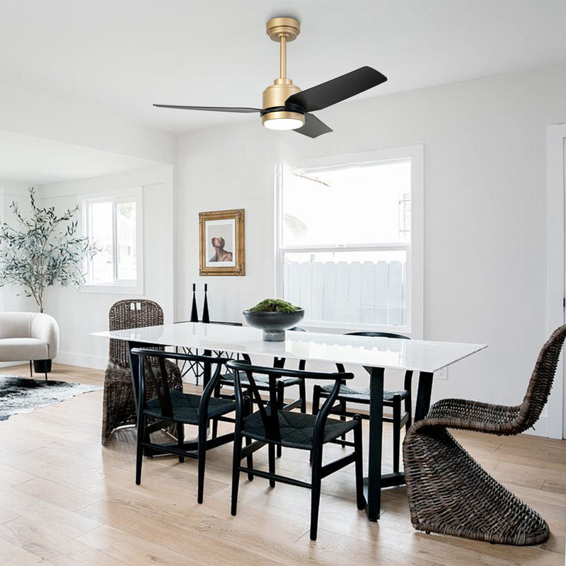 42" Modern Gold ABS 3-Blade Ceiling Fan with Light and Remote