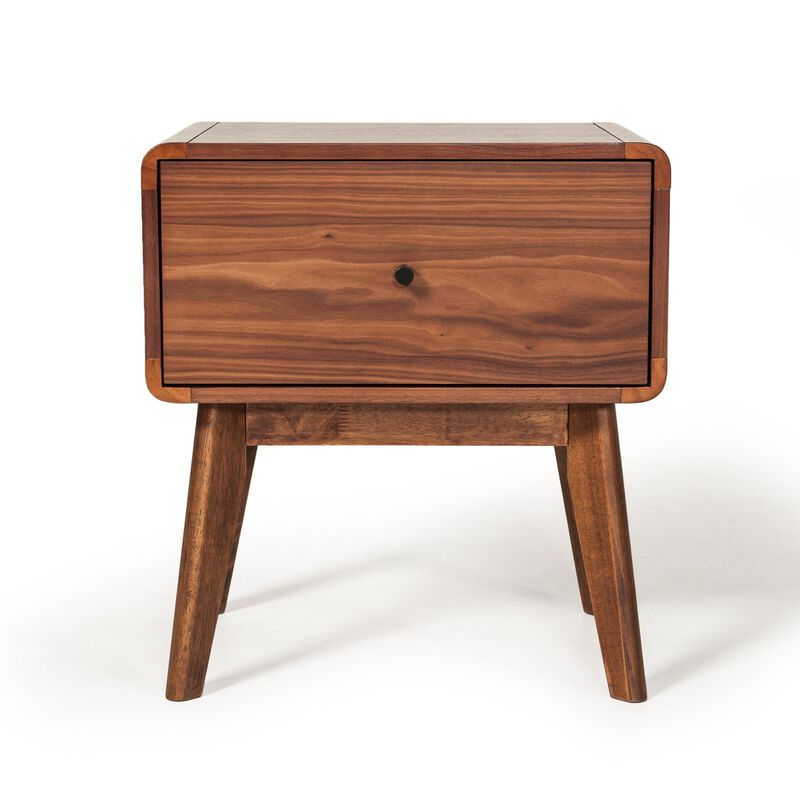Modern Wooden Nightstand with Single Drawer – Mid-Century Style