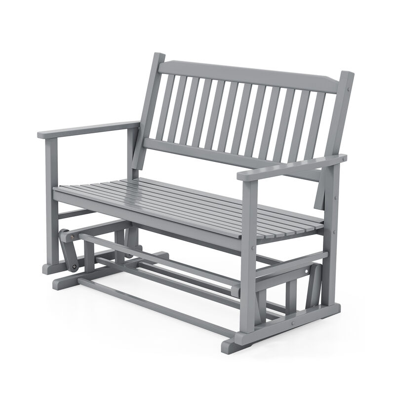 2 Seats Outdoor Glider Bench with Armrests and Slatted Seat