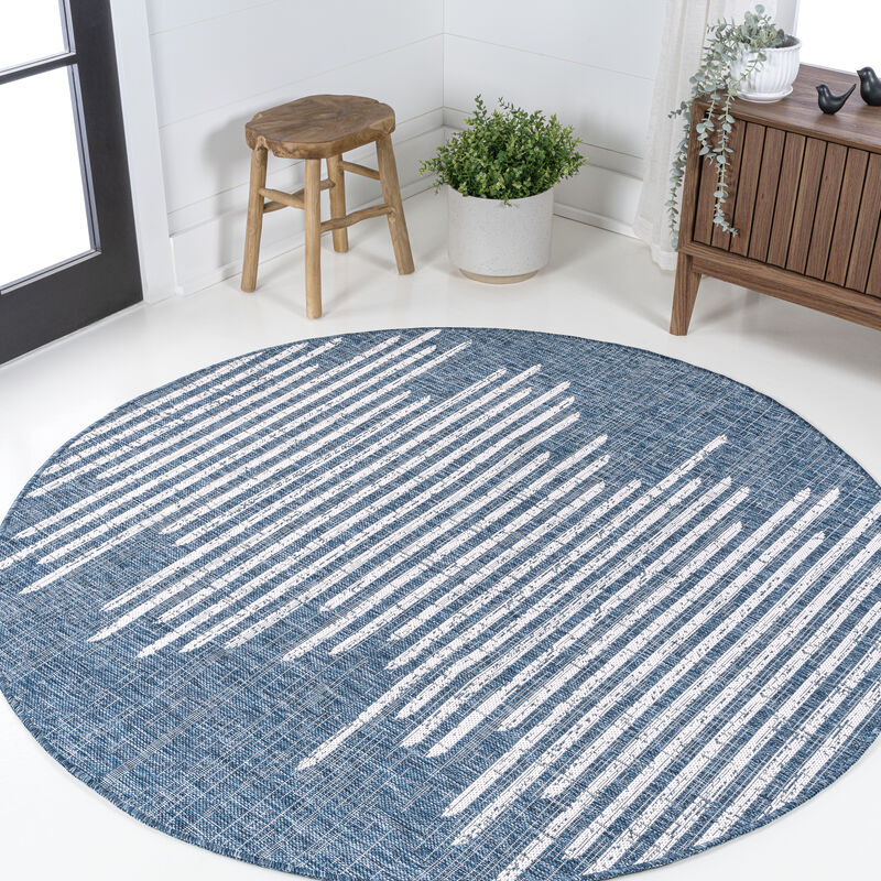 Zolak Berber Stripe Geometric Round Indoor/Outdoor Area Rug