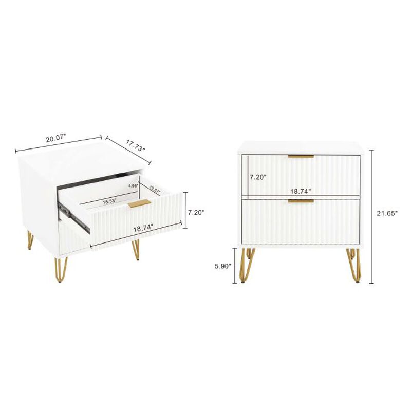 Dumbo 2-Drawer Nightstand in White