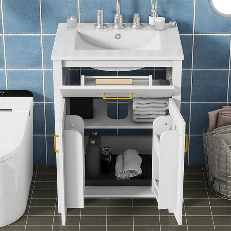 ELEMENT ACE Compact Bathroom Vanity Combo with Ceramic Sink and Soft Close Doors for Small Space Efficiency image number 9