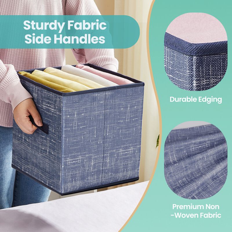 Non-woven fabric storage cubes with handles for closet shelves image number 4