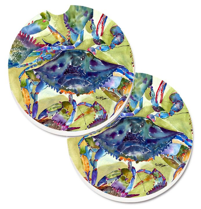 Caroline's Treasures Crab All Over Set of 2 Cup Holder Car Coasters 8512CARC, 2.56, Multicolor