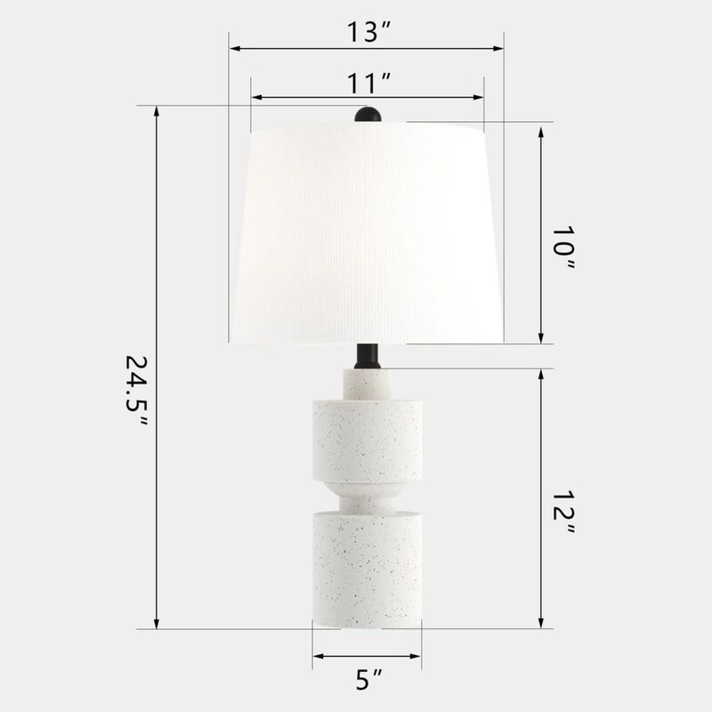 24.5" Modern Farmhouse Resin Table Lamp, 3-Way Dimmable, Hand-Painted Ivory Finish image number 6