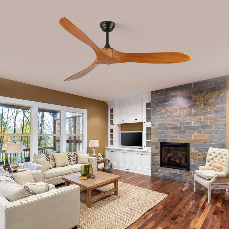 ELEMENT ACE 60 Inch Indoor Farmhouse Wood Ceiling Fan with Remote Control, Energy Efficient Quiet DC Motor, Reversible Blades for Living Room and Patio Use image number 4