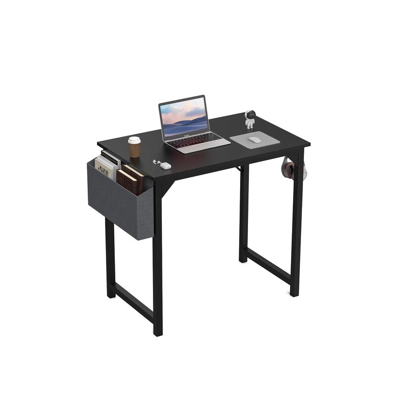 DUMOS 32 Inch Office Small Computer Desk Modern Simple Style Writing Study Work Table for Home Bedroom - Wood Black