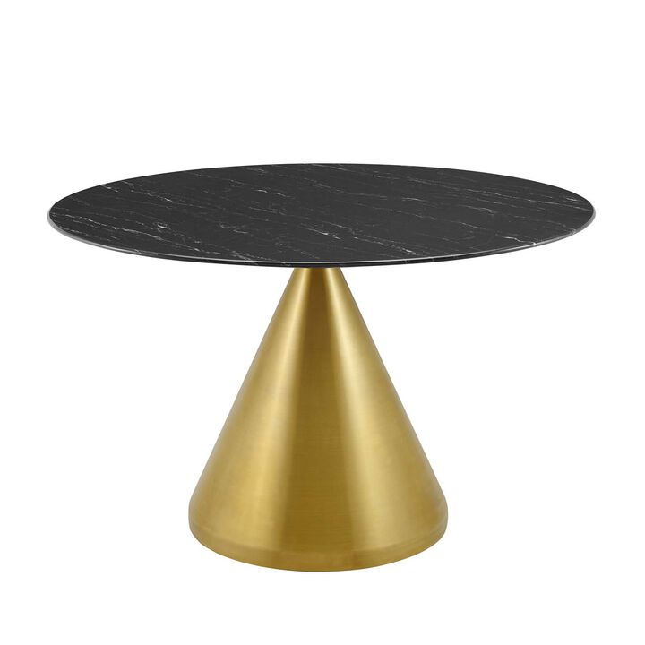 Modway - Tupelo 47" Artificial Marble Dining Table Gold Black