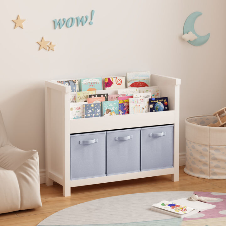 TATEUS Kids Bookcases 3 Tier Front-Facing Storage