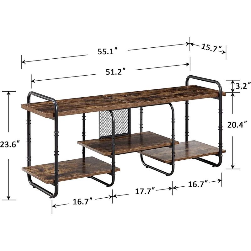 Rustic Industrial TV Stand with Open Storage &ndash; Fits TVs up to 60 Inches