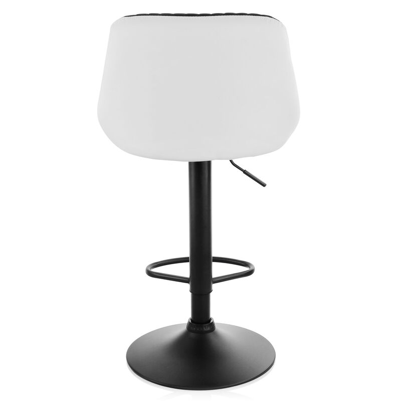 Elama 2 Piece Faux Leather Adjustable Bar Stool in Black and White with Black Base