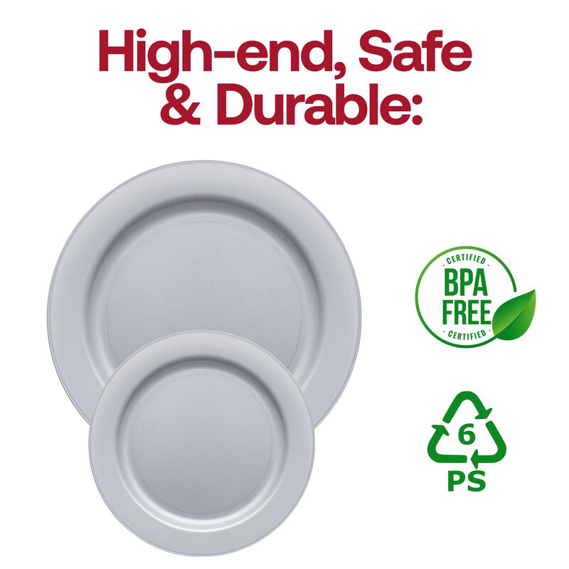Matte Steel Gray Round Plastic Dinnerware Value Set (40 Sets) image number 5
