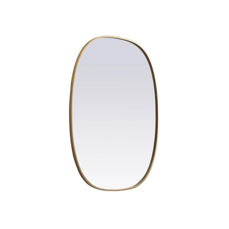 Elegant Decor Metal Frame Oval Mirror 30x40 Inch in Brass image number 5