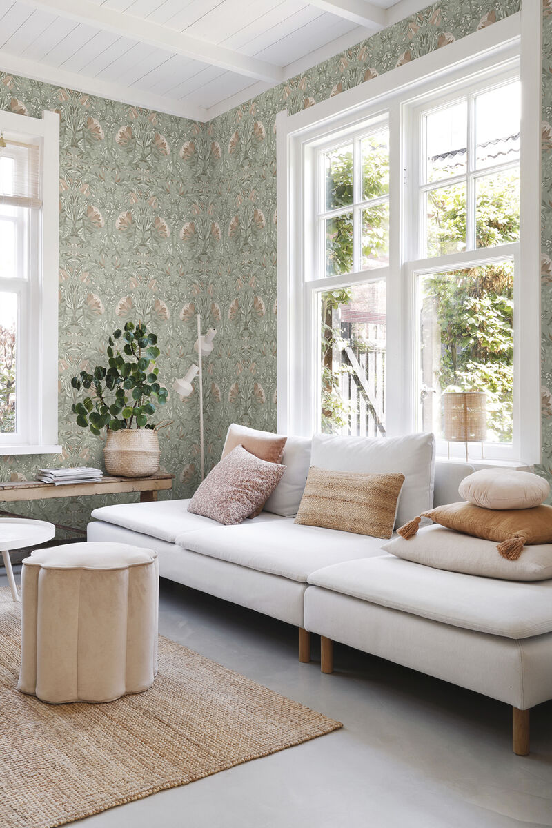 Ester Sage Nouveau Blooms Wallpaper image number 6