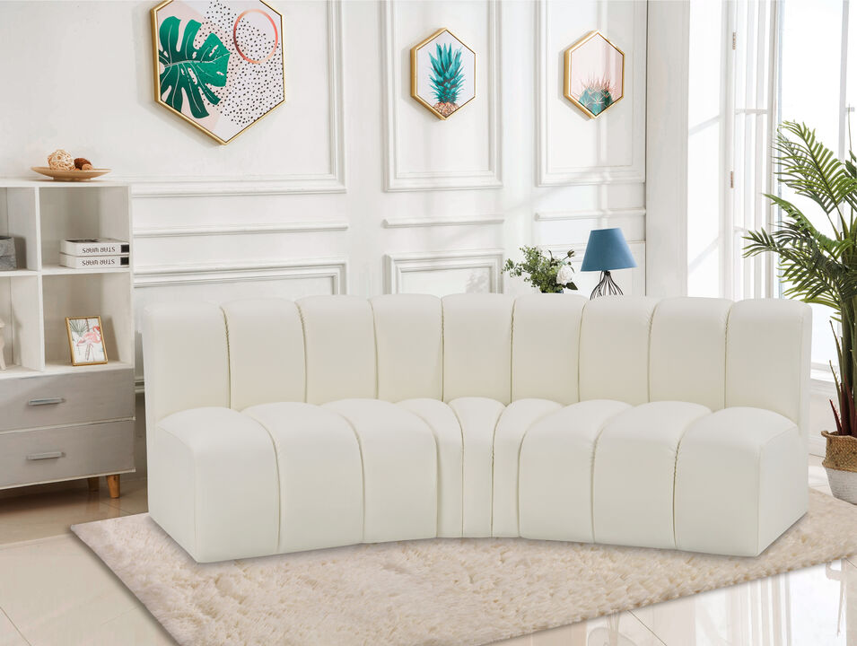 Meridian Furniture Arc Cream Vegan Leather Modular Sofa