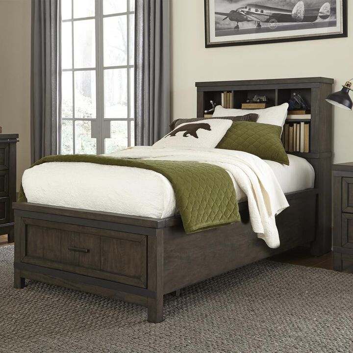 Liberty Furniture Thornwood Hills Bookcase Bed in Rock Beaten w/ Saw Cuts