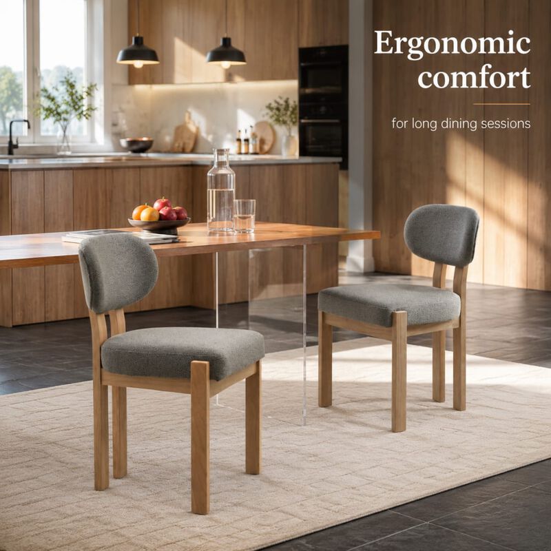 GOODSILO Mid-Century Modern Upholstered Wooden Dining Chairs Set of 2, Sturdy Space-Saving Seating for Kitchen and Dining Room Small Spaces image number 4