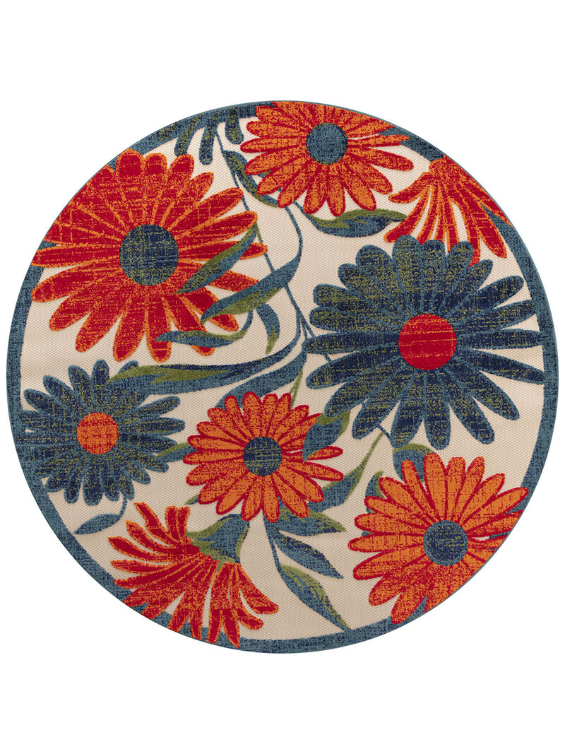 Aloha ALH33 Ivory/Multicolor 5'3" x Round Rug