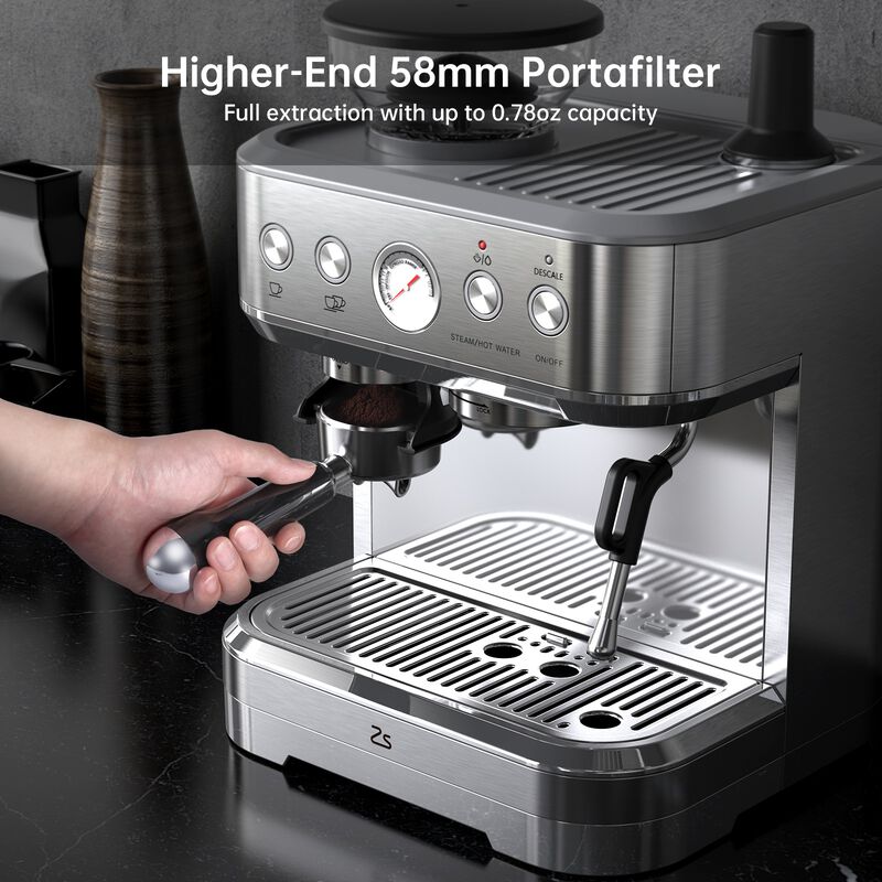 15Bar Bean-to-Cup Espresso Machine: Built-in Grinder & Frother, Stainless Steel Silver &ndash; Fresh Coffee & Espresso for Home image number 2