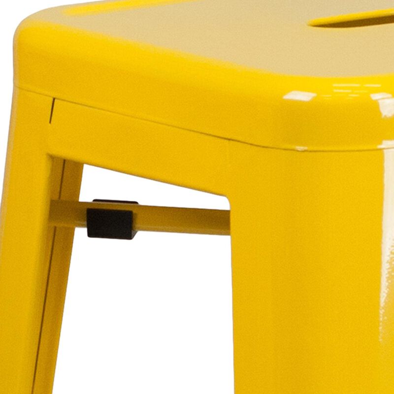 Flash Furniture Commercial Grade 30" High Backless Yellow Metal Indoor-Outdoor Barstool with Square Seat image number 4