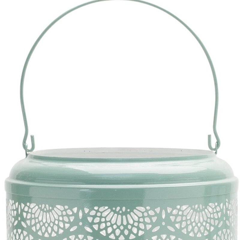 HomeRoots Set of Two Green Abstract Metal Tabletop Lantern Candle Holders image number 2