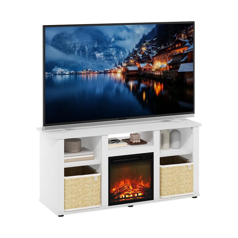 Fireplace TV Entertainment Center with Open Storage Compartment for TV up to 55"