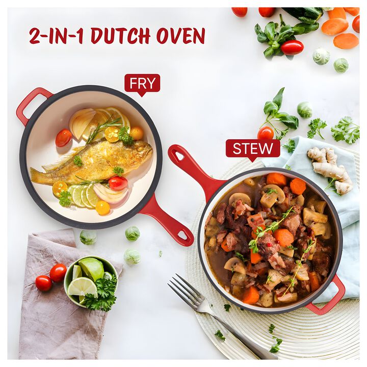 2-in-1 Enameled Dutch Oven & Skillet Set