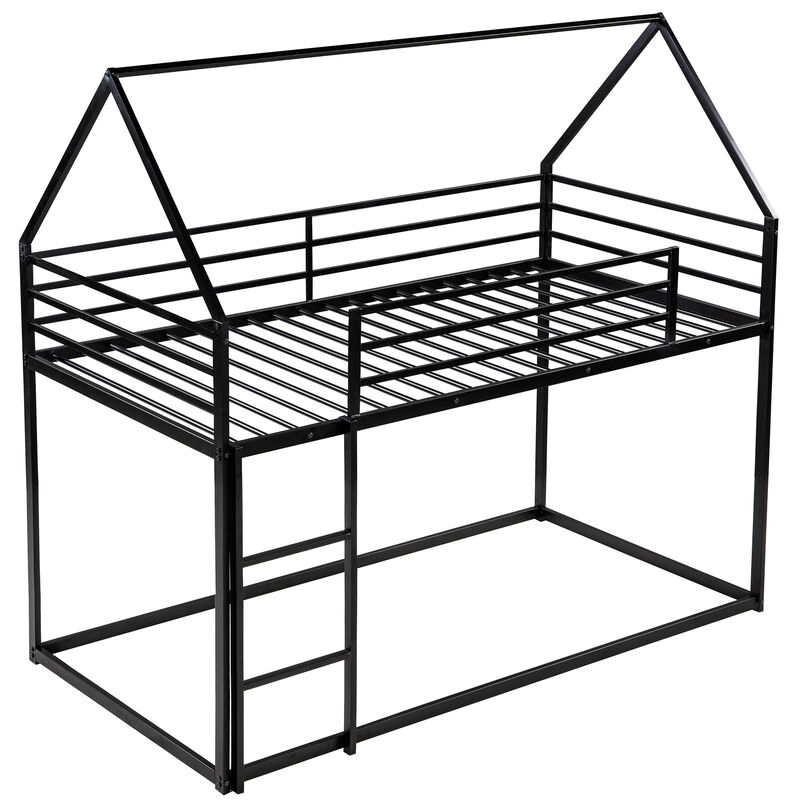 Whisen Twin over Twin House Bunk Bed with Built-in Ladder