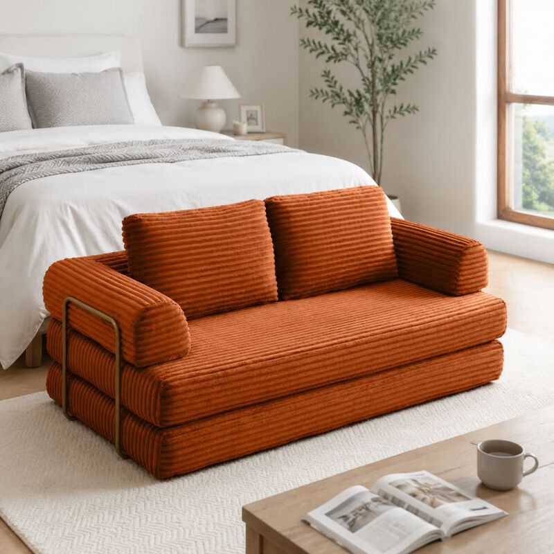 GOODSILO Convertible Multi-Functional Folding Floor Couch Futon Sleeper Sofa Bed with Included Pillows for Living Room, Bedroom, Lounging and Guest Accommodation image number 2