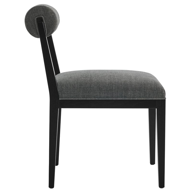 Modway Kai Upholstered Dining Chair with Wood Legs in Charcoal Black - Modern Dining Room Chair with Fabric Rolled Backrest and Seat - Wood Fabric Side Chair for Dining Room, Kitchen image number 5
