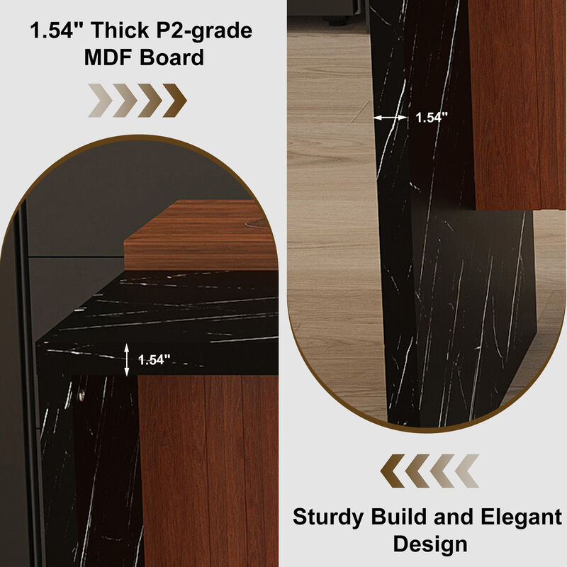Sikwar Modern Marble-Look Surface Kitchen Island image number 5