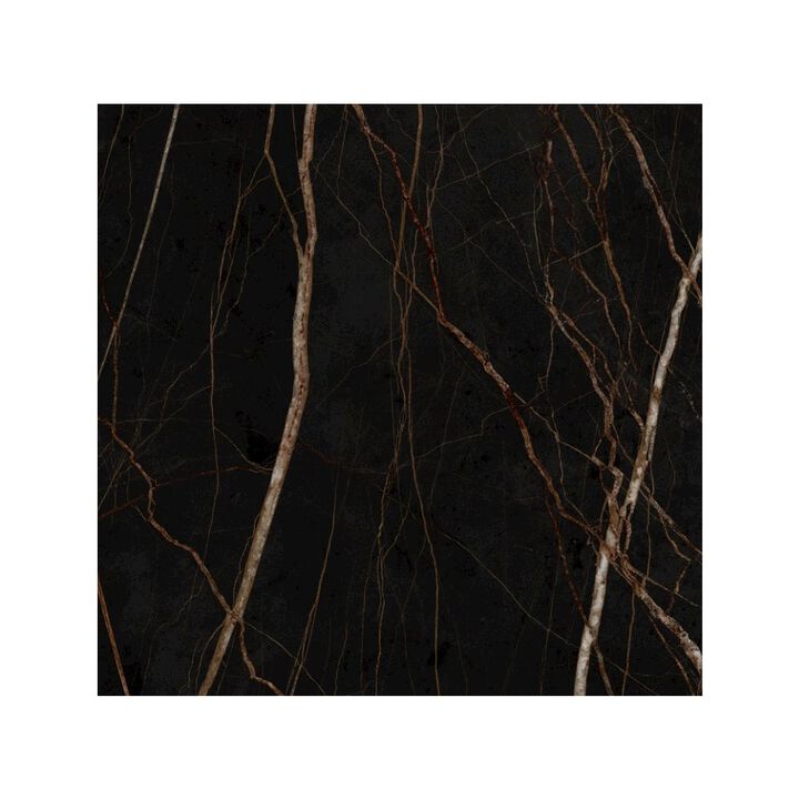 Casabianca Home Totem Buffet In Walnut - Black Marbled Porcelain With Storage