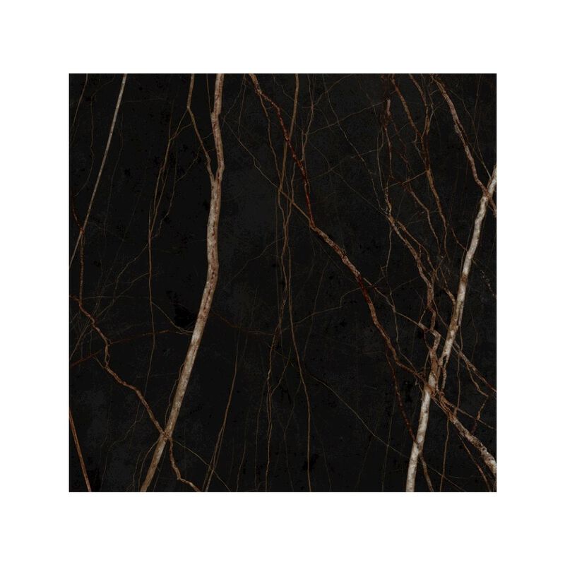 Casabianca Home Totem Buffet In Walnut - Black Marbled Porcelain With Storage