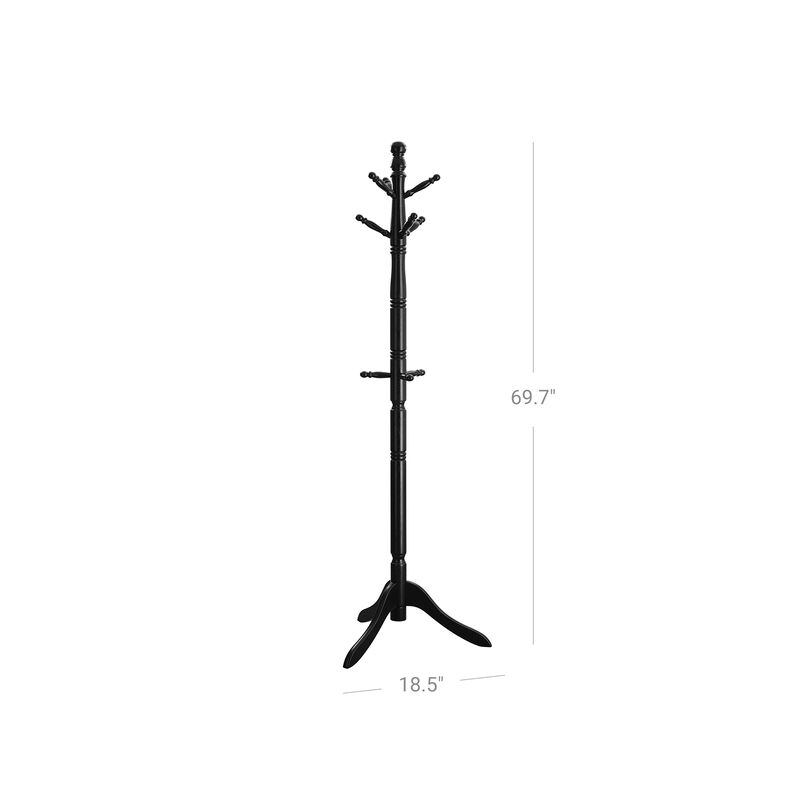 Solid Wood Coat Rack Stand with 10 Hooks - Freestanding Hall Tree