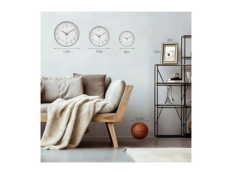 Simple Style Silver Stereoscopic Wall Clock 10 Inch Silent Non Ticking Modern image number 2