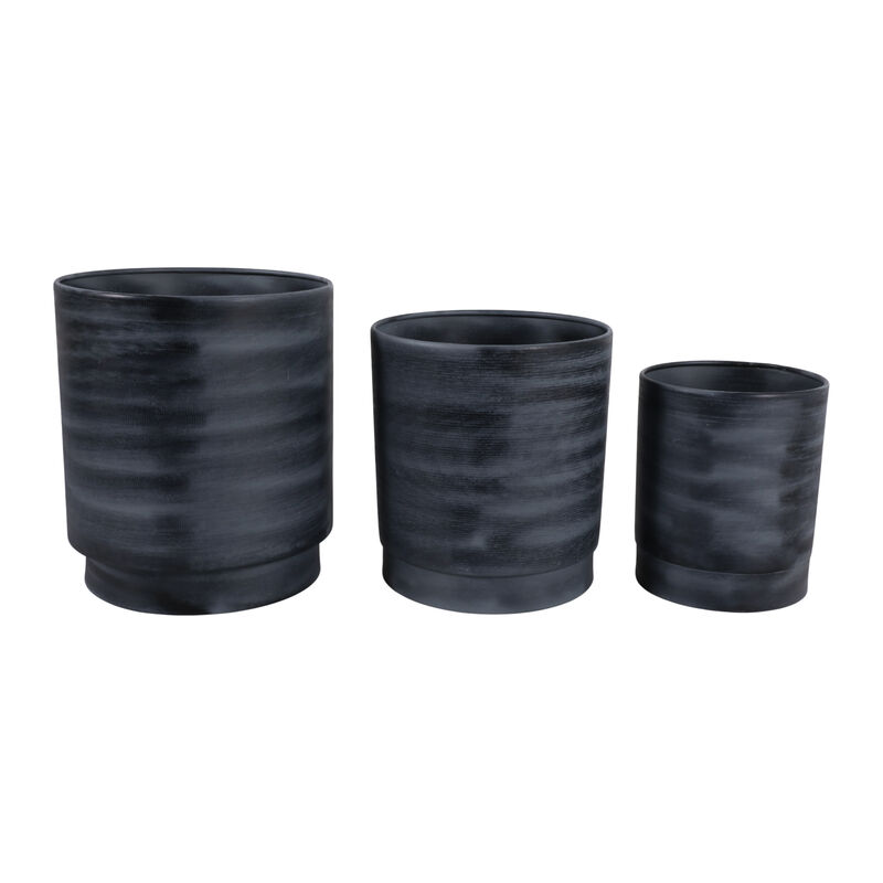 S/3 9/11/13" Tall Metal Pedestal Planters, Gray image number 0