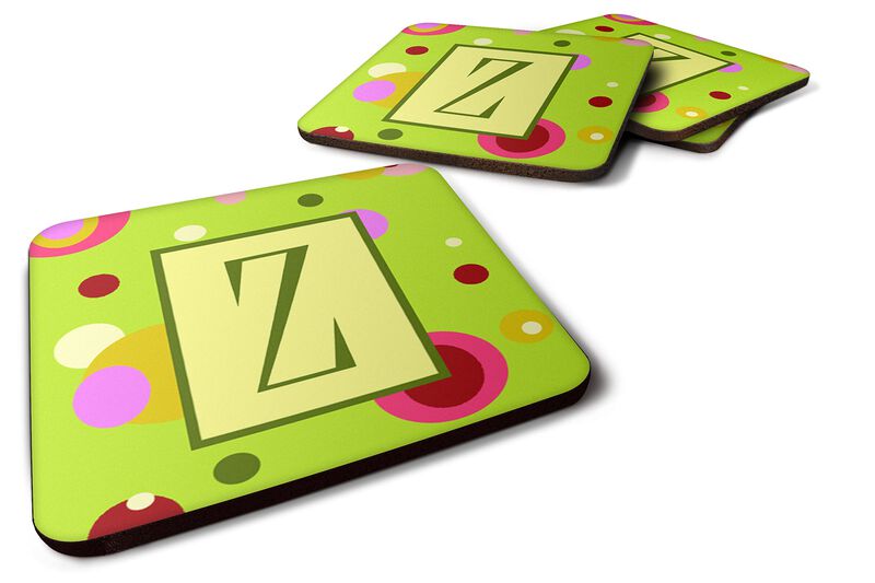 Caroline's Treasures CJ1010-ZFC Monogram-Green Foam Coasters (Set of 4), Initial Letter Z, 3.5 H x 3.5 W, Multicolor