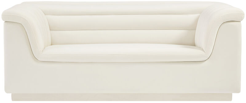 Meridian Furniture Cascade Cream Velvet Fabric Loveseat image number 4