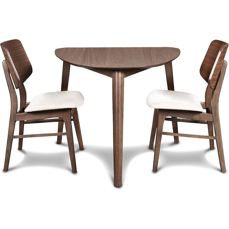 Solid Wood Corner Table with 2 Chairs in Brown, Ideal for Dining Areas image number 0