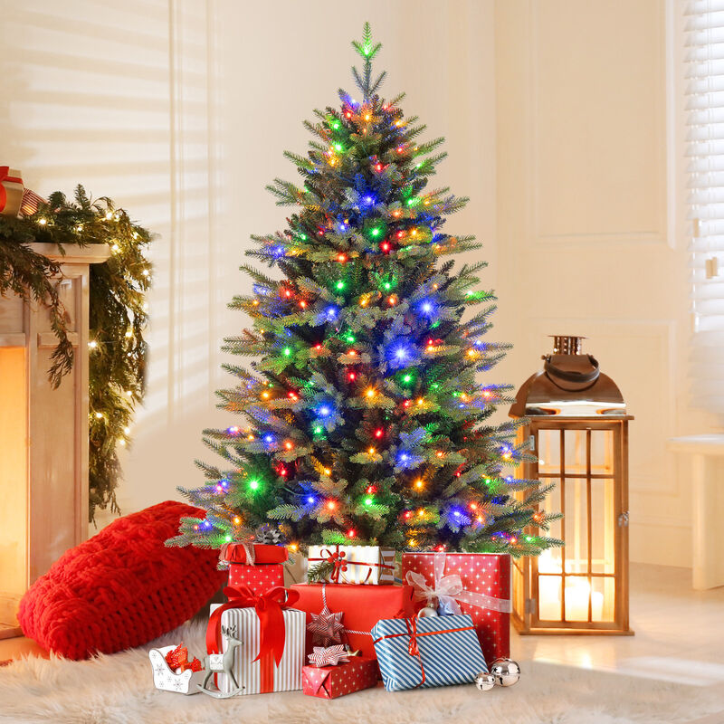 Artificial Xmas Tree Hinged with 11 Lighting Modes and Remote Control for Customizable Holiday Lighting image number 2