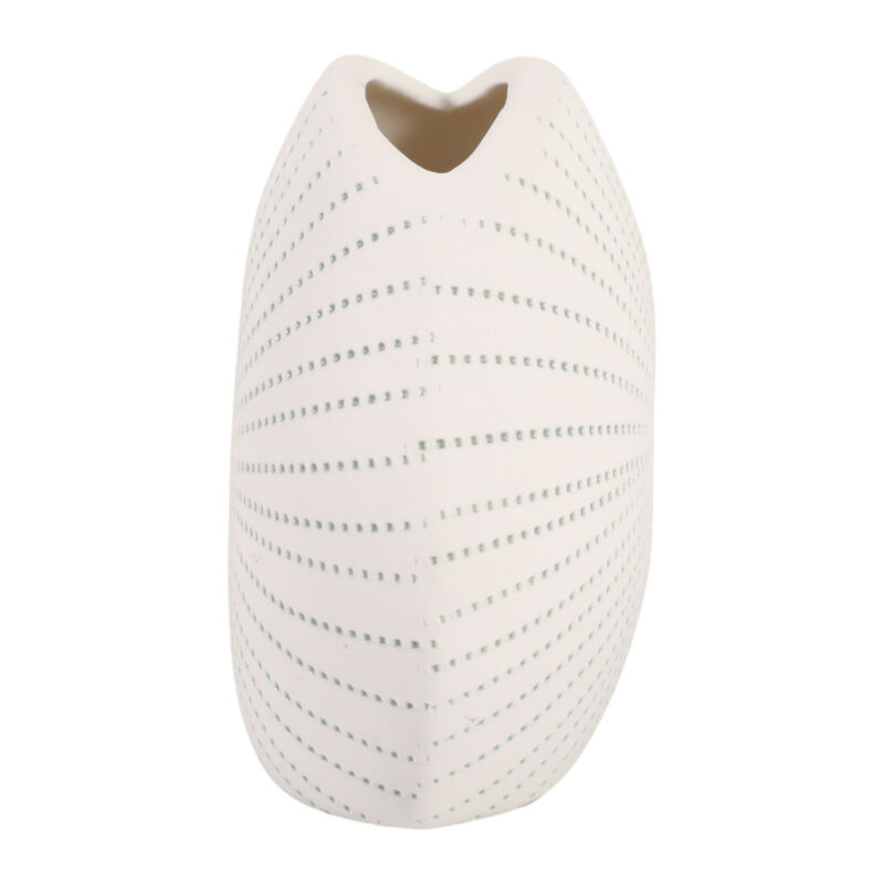 5x4" Round Dotted Shell Bud Vase, White/green image number 5