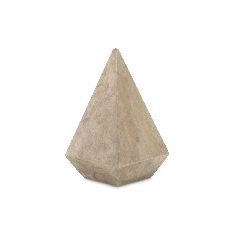 HomeRoots 4" Natural Solid Wood Pyramid Decorative Sculpture image number 0
