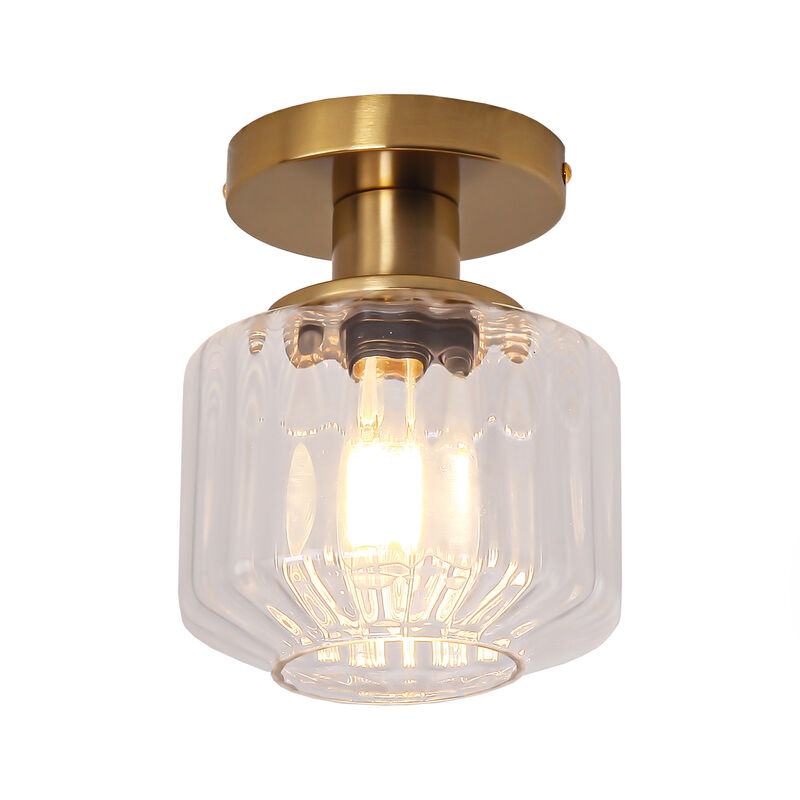 5.9" Wide Modern Gold Glass Semi Flush Mount Ceiling Light