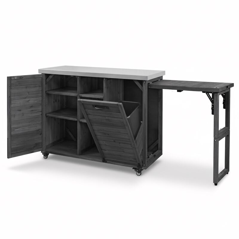 78.3" Outdoor Grill Island with Foldable Side Table image number 8