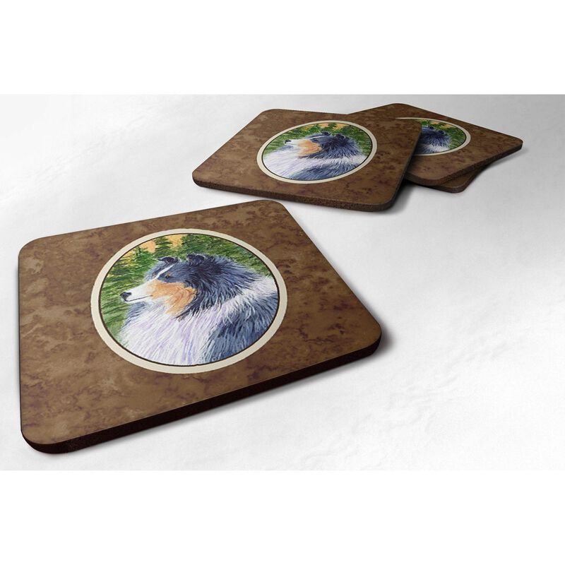 Caroline's Treasures SS8142FC Sheltie Foam Coasters (Set of 4), 3.5 H x 3.5 W, Multicolor image number 0