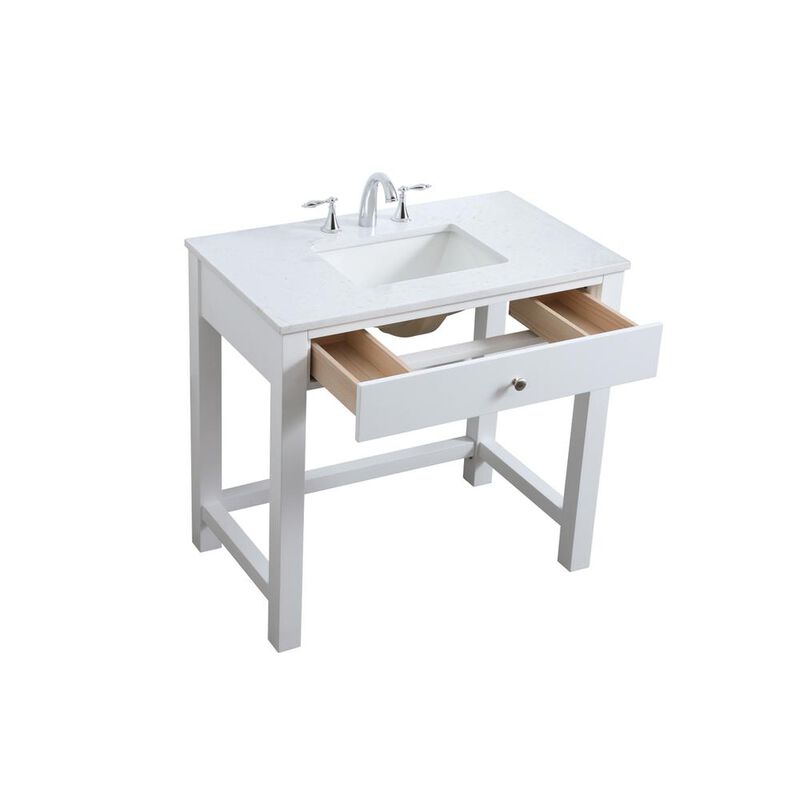 Elegant Kitchen and Bath 36 Inch ADA Compliant Bathroom Vanity In White