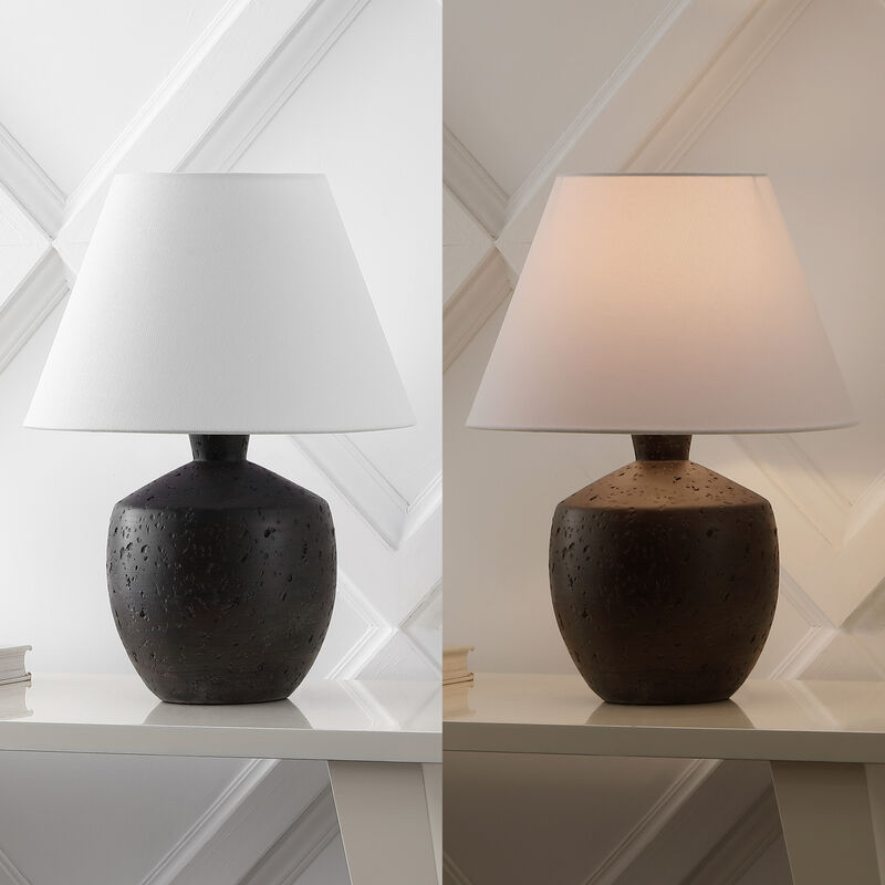 Myron 18" Minimalist Scandinavian Concrete Effect Resin/Iron LED Table Lamp