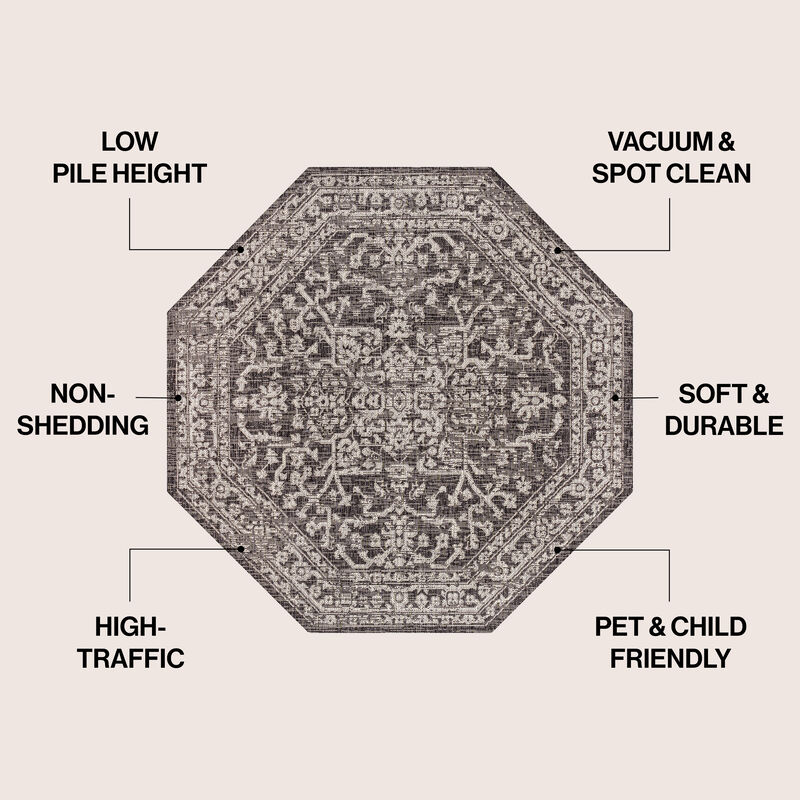 Malta Bohemian Medallion Textured Weave Octagon Indoor/Outdoor Area Rug